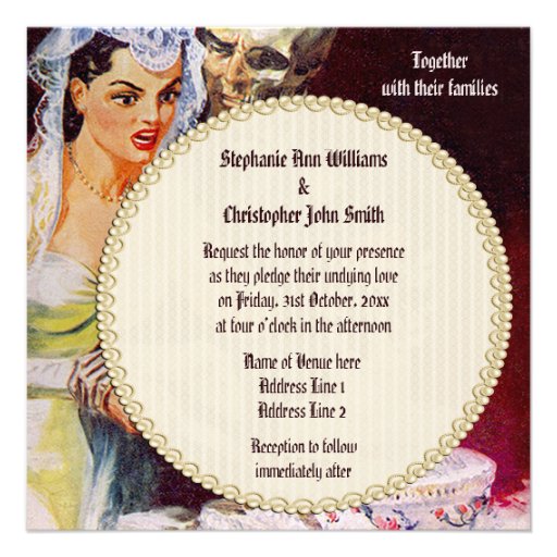 Halloween Horror Bride & Doom Undying Love Wedding Personalized Announcement