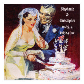 Halloween Horror Bride & Doom Undying Love Wedding 5.25x5.25 Square Paper Invitation Card