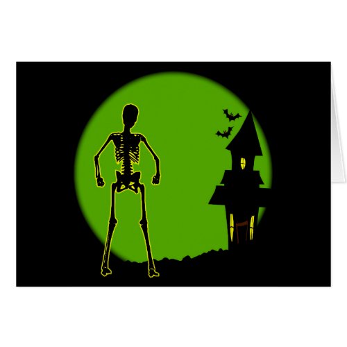 Halloween Skeleton & House Card