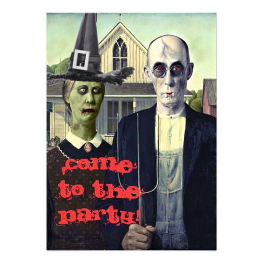 Halloween Invitation "American Gothic Halloween" (front side)