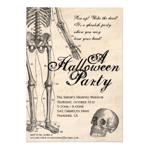 Halloween Invitation Mr. Bones Skeleton Party