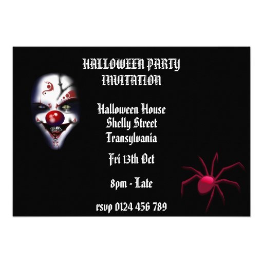 halloween invitation scary clown
