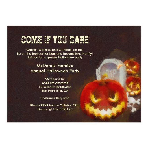 Halloween Jack O' Lantern Costume Party Invitation