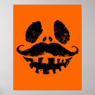 Halloween Jack-o-lantern with mustache Posters