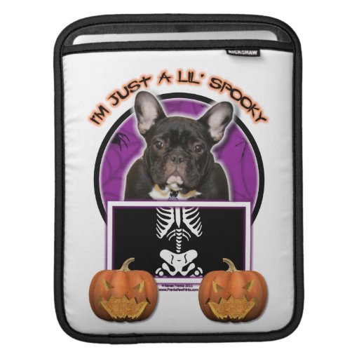 Halloween - Just a Lil Spooky - Frenchie - Teal iPad Sleeve