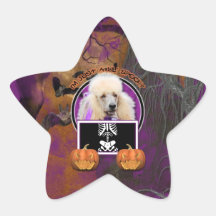 Halloween - Just a Lil Spooky - Poodle - Champagne Star Stickers