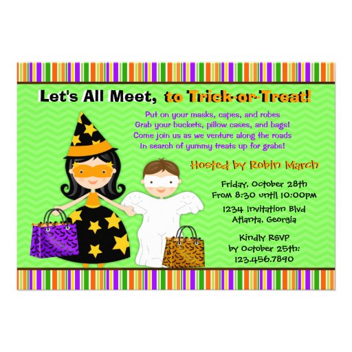 Halloween Kids Halloween Trick or Treat Party Custom Invite