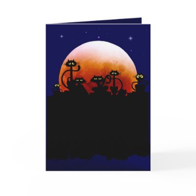 Halloween Kitties and Halloween Moon Card by Lotacats