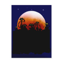 Halloween Kitties and Halloween Moon Postcard