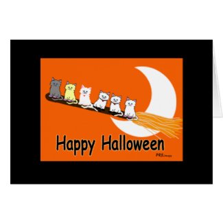 Halloween Kitties In A Row Greeting Card