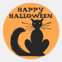 Halloween Kitty Round Stickers