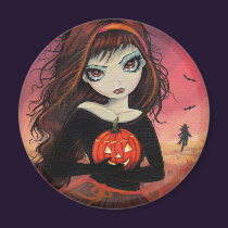 Halloween Magnet Big Eye Girl with Pumpkin magnets