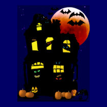 Halloween Mansion Print by Lotacats Halloween Mansion Print