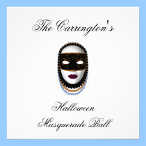"Halloween Masquerade Ball" - Black/Gold Mask invitations