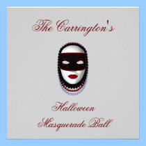 "Halloween Masquerade Ball" - Black/Red Mask invitations