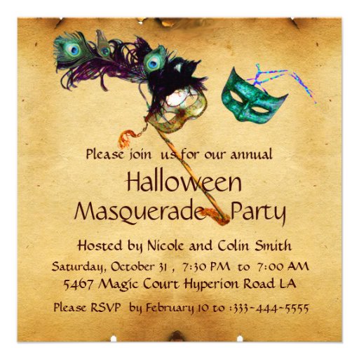 HALLOWEEN MASQUERADE PARTY black blue white Invitations