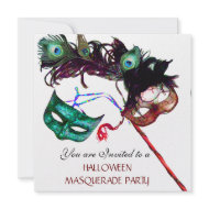 HALLOWEEN MASQUERADE PARTY,Black white invitation