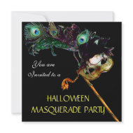HALLOWEEN MASQUERADE PARTY,Black yellow invitation