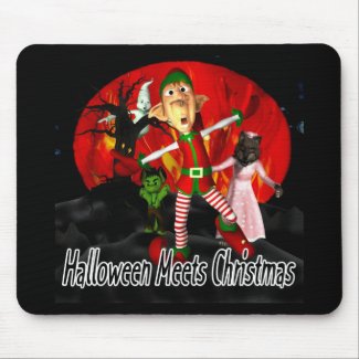 Halloween meets Christmas, elf running away mousepad