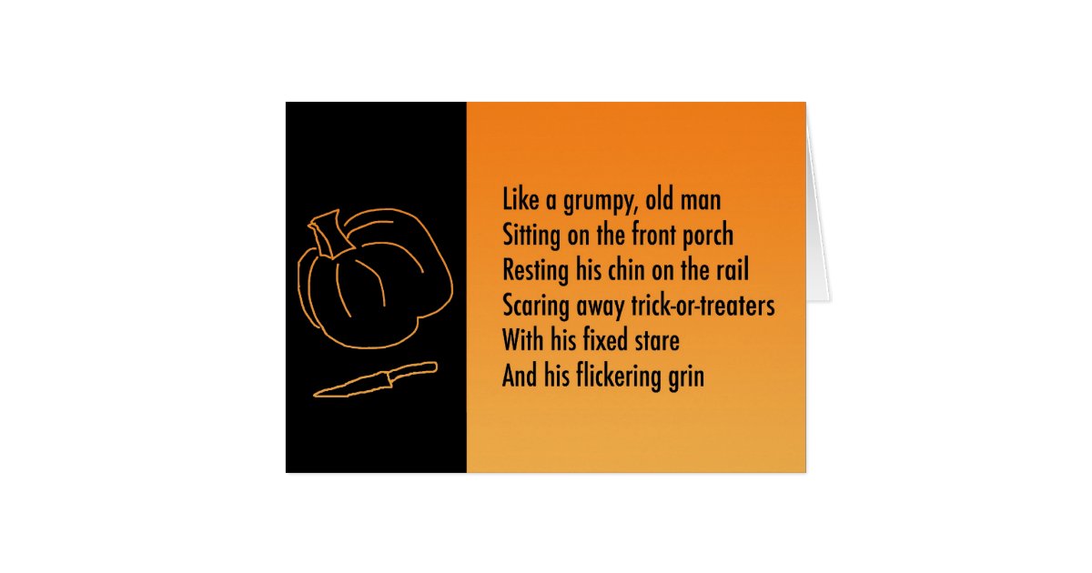 Halloween Metaphor Poem Card Jackolantern Zazzle