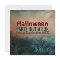 Halloween Moon Grunge Invitation