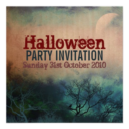 Halloween Moon Grunge Invitation