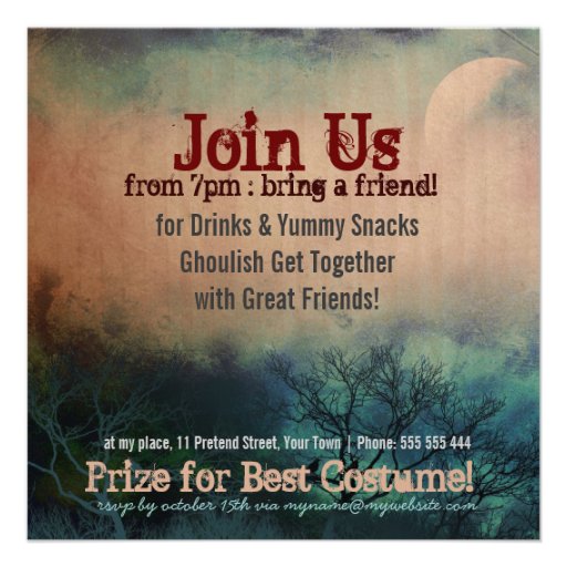 Halloween Moon Grunge Invitation