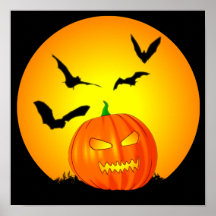 Halloween Moon Jack-O-Lantern Poster