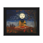 Halloween Moon Trick or Treat Devil Black Cat Stretched Canvas Prints