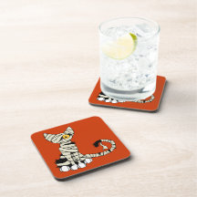 Halloween Mummy Cat Cork Coasters