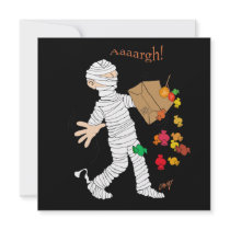 Halloween mummy costume with candy bag. invitations by graphicdoodles Halloween mummy costume with candy bag. invitations