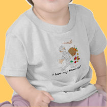 Halloween mummy costume with candy bag. t-shirts by graphicdoodles Halloween mummy costume with candy bag. t-shirts