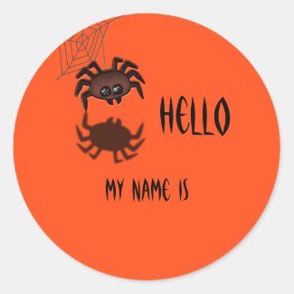 Halloween Name Tag Classic Round Sticker