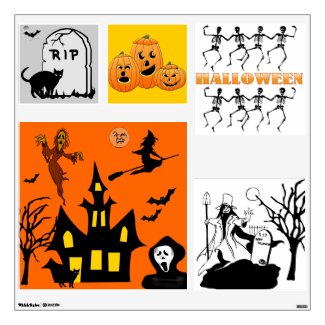 Halloween Night Haunted House Witch Ghost Skeleton Room Decals