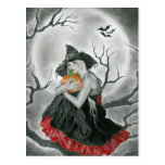 halloween night  witch postcard