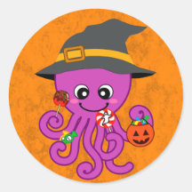 Halloween Octopus Round Sticker