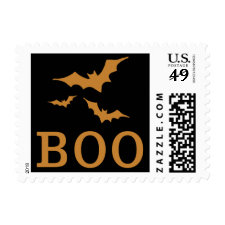 Halloween Orange & Black BOO Bats Matching Postage