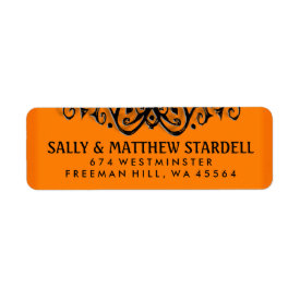 Halloween Orange & Black Elegance Address Label