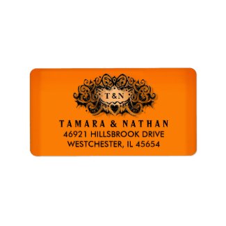 Halloween Orange & Black Wedding Address Label