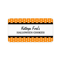 Halloween orange polka dot pattern canning jar address label