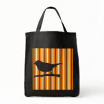 Halloween orange raven bird & branch silhouette canvas bag