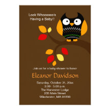 Halloween Owl 5x7 Baby Shower Invitation 2-sided