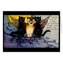 Halloween Owl and Black Cats Cards