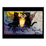 Halloween Owl and Black Cats Post Card
