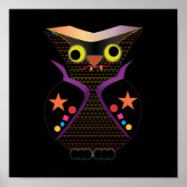 Halloween Owl Vampire Poster