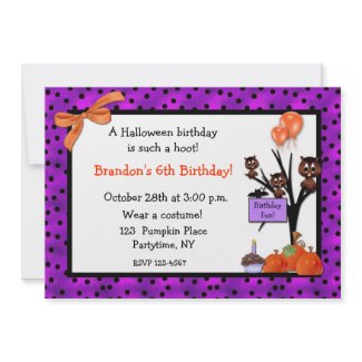Halloween Owls Birthday Invitation invitation