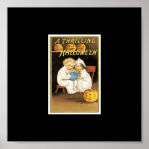 Halloween Painting of Children Reading Ghost Story Print