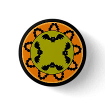Halloween Paisley Bat Button