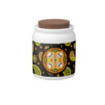 Halloween Paisley Bat Skull and Spider Candy Jar