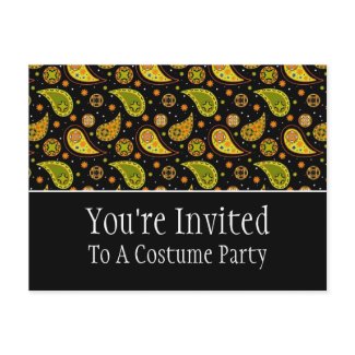 Halloween Paisley Invitation Postcard postcard